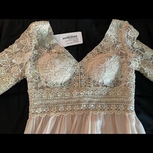 JJ’s house champagne bohemian wedding dress. US Size 2, never worn